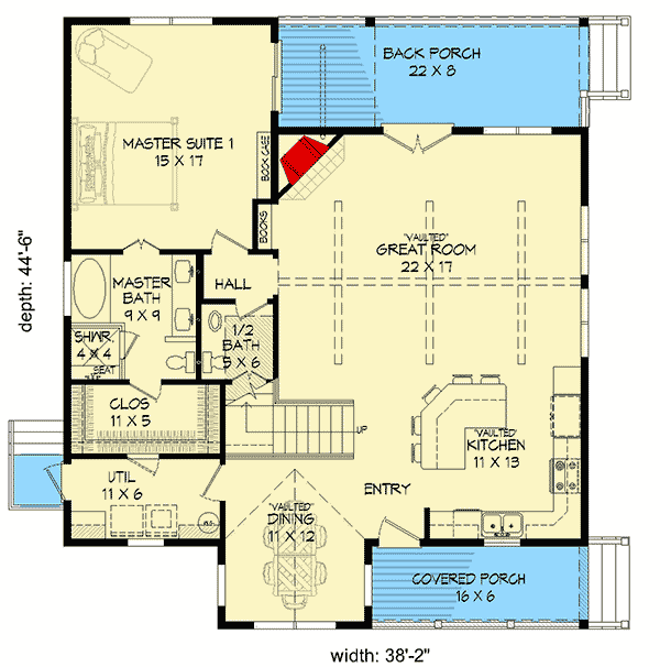 Plan 68539VR: Back Woods 3-Bed Home Plan - Floor Plan - Main Level - Country, Craftsman, Farmhouse, Mountain, Traditional