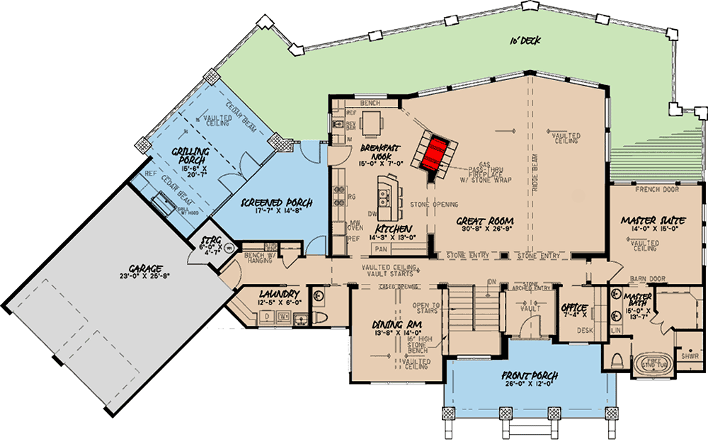 Plan 70598MK: Contemporary Mountain Home With Ample Outdoor Living - 3719 Sq Ft - Floor Plan - Main Level - Contemporary, Mid Century Modern, Modern, Mountain
