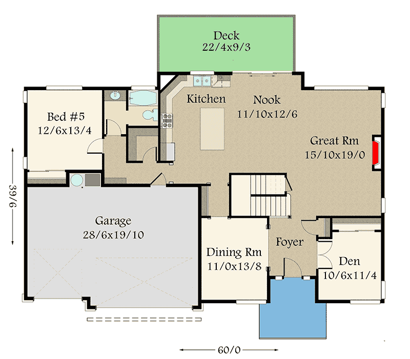 Plan 85267MS: Exclusive Modern 5-bed House Plan with Bonus Room  - Floor Plan - Main Level - Contemporary, Modern
