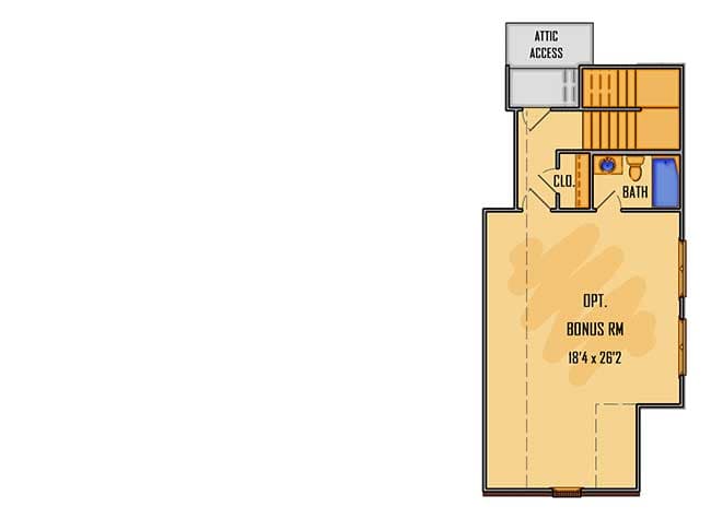 Plan 510048WDY: Stunning 4-Bedroom Acadian Home Plan with Optional Bonus Room - Floor Plan - 2nd Floor - Acadian, French Country, Louisiana-Style, Southern, Traditional
