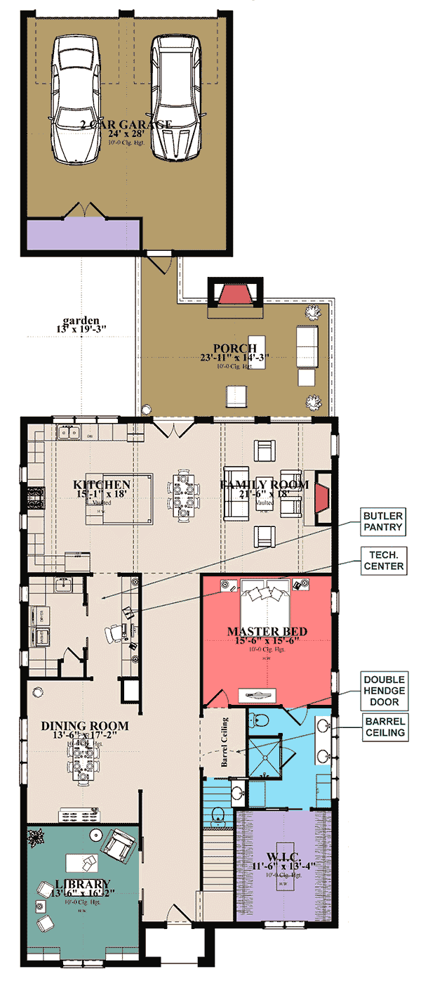 Plan 86315HH: Alley Accessible 3-Bedroom European Cottage Home Plan - Floor Plan - Main Level - Cottage, Craftsman, European, Traditional, Tudor