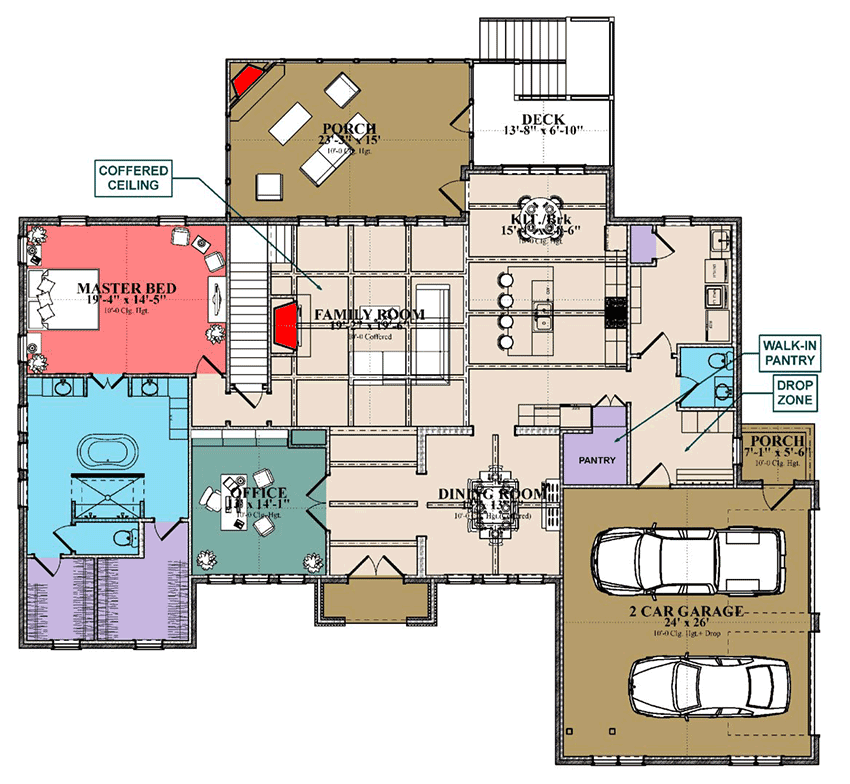 Plan 86317HH: Three-Level Dream Home Plan with Main Level and Drive-Under Garages - Floor Plan - Main Level - European, Mediterranean, Traditional