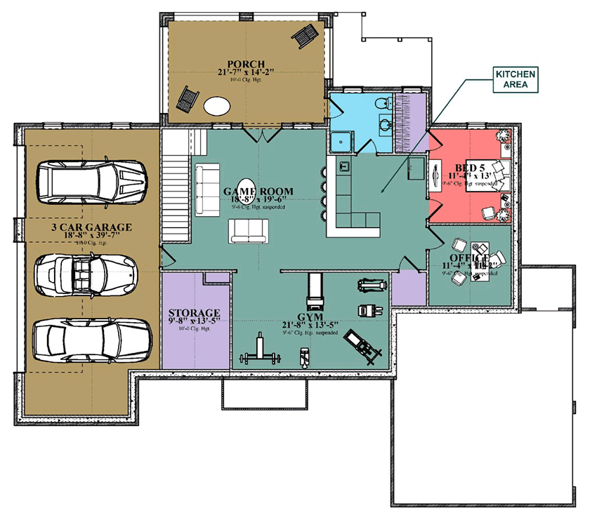 Plan 86317HH: Three-Level Dream Home Plan with Main Level and Drive-Under Garages - Floor Plan - Lower Level - European, Mediterranean, Traditional