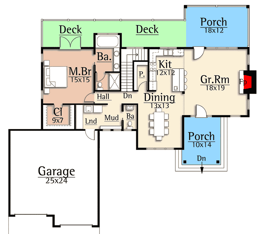 Plan 18864CK: Modern Farmhouse Plan with Finished Lower Level - Floor Plan - Main Level - Contemporary, Farmhouse, Ranch, Rustic