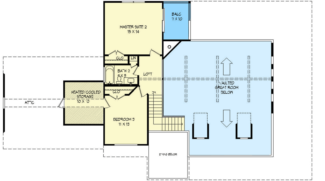 Plan 68540VR: Country Home Plan with Two Master Suites and a Carport - Floor Plan - 2nd Floor - Country, Farmhouse, Rustic, Traditional