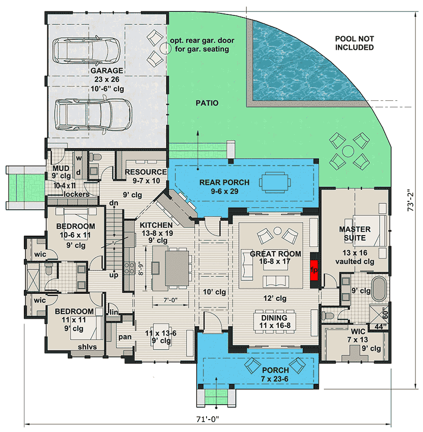 Plan 14668RK: 3-Bed Modern Farmhouse Plan with Finished Bonus Room - 2287 Sq Ft - Floor Plan - Main Level - Country, Farmhouse, Modern Farmhouse, New American, Ranch, Traditional