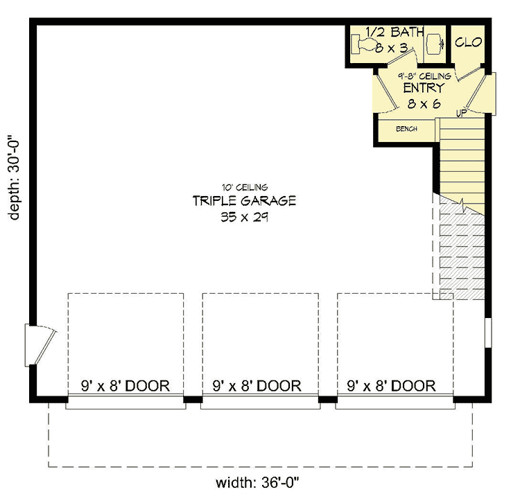 Plan 68541VR: 3-Car Modern Carriage House Plan with Sun Deck - Floor Plan - Main Level - Contemporary, Mid Century Modern, Modern, Mountain