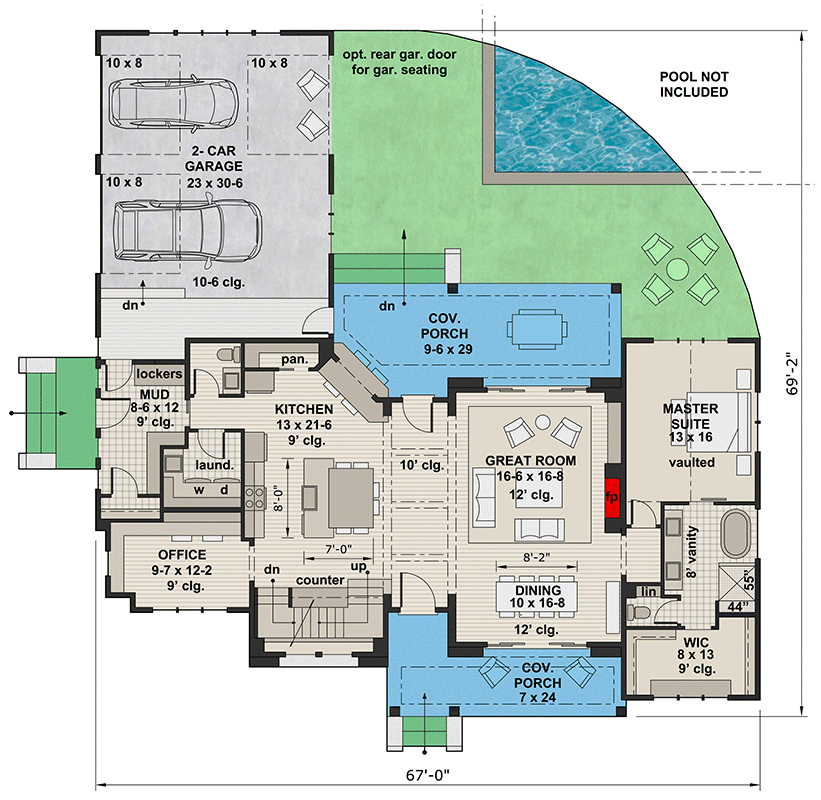 Plan 14669RK: Modern Farmhouse with Kitchen-To-Covered-Porch Pass-Through - 2837 Sq Ft - Floor Plan - Main Level - Country, Farmhouse, Modern Farmhouse, New American, Transitional