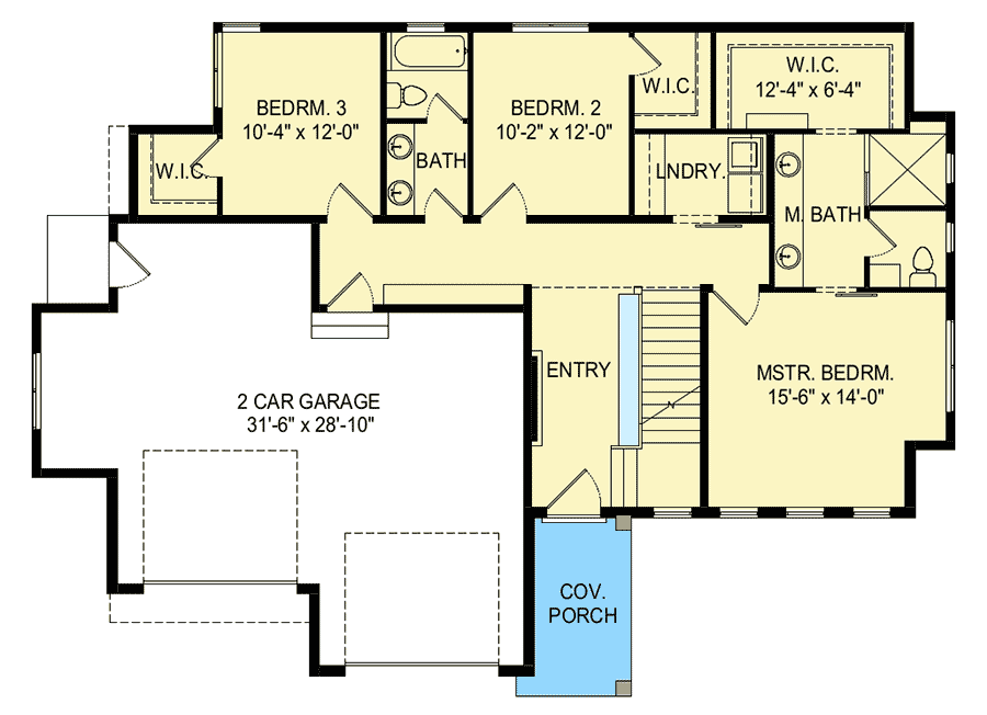 Plan 290094IY: 4-Bed Modern House Plan with Upper-Level Living Area - Floor Plan - Main Level - Modern, Northwest