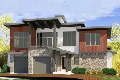 4-Bed Modern House Plan with Upper-Level Living Area