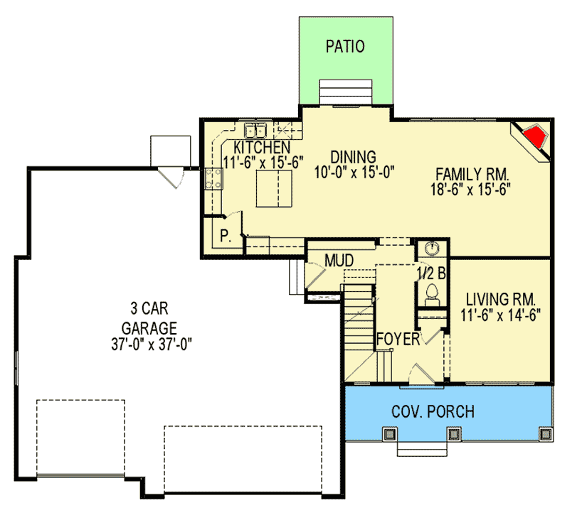 Plan 290097IY: Stylish 4-Bedroom Craftsman House Plan with 3-Car Garage - Floor Plan - Main Level - Craftsman, Northwest