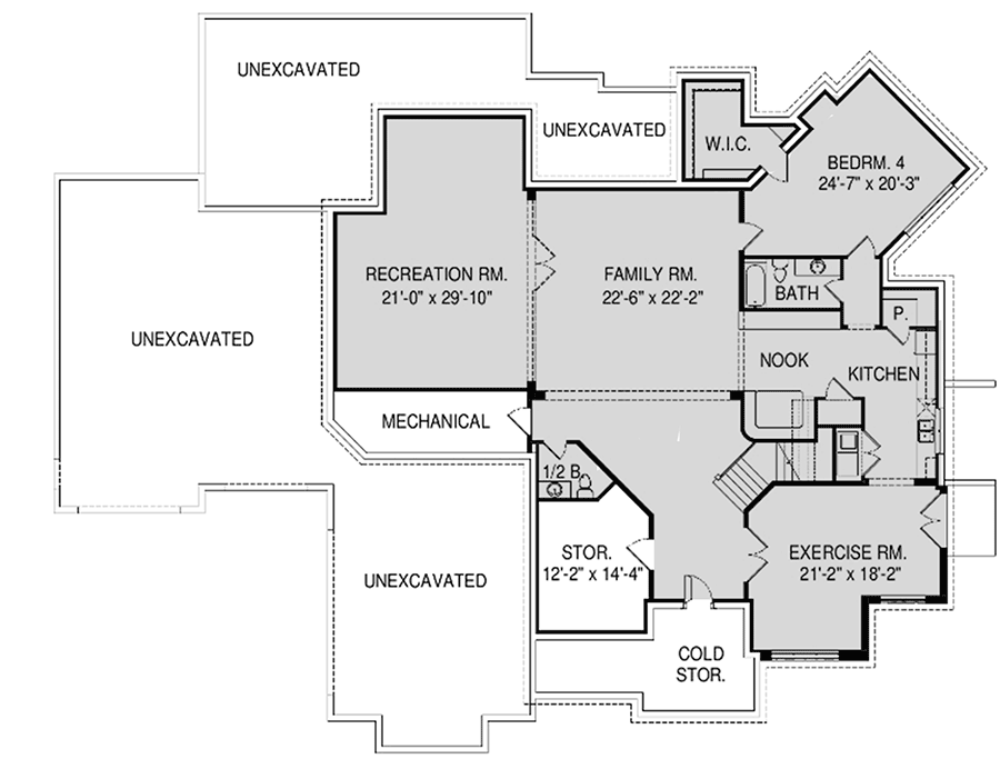 Plan 290101IY: Spacious 4-Bedroom Modern Home Plan with Lower Level Expansion - Floor Plan - Lower Level - European, Mountain, New American, Prairie, Transitional