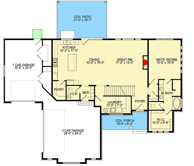 Plan 290102IY: Versatile 4-Bedroom Craftsman House Plan with Optional Lower Level - Floor Plan - Main Level - Craftsman, Northwest, Traditional