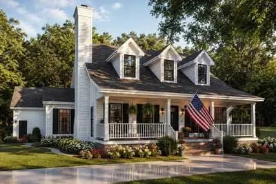 Traditional Country Home Plan with Home Office and Bonus Room - 2072 Sq Ft