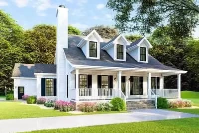 Traditional Country Home Plan with Home Office and Bonus Room - 2072 Sq Ft