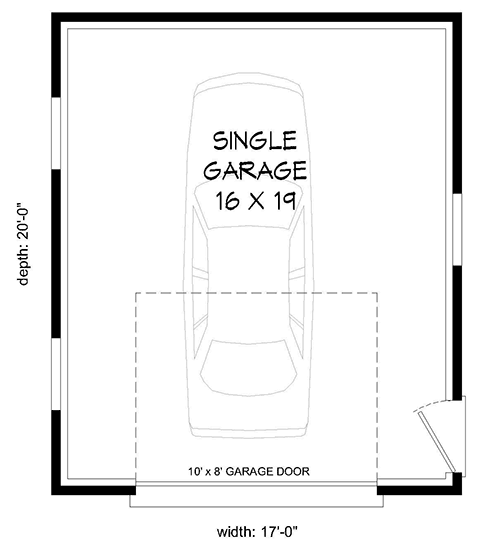 Plan 68543VR: Simple Single-Car Garage Plan - Floor Plan - Main Level - Country, Traditional