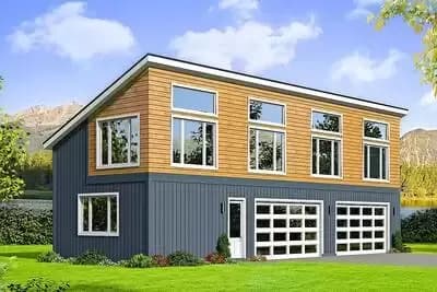 4-Car Modern Garage Plan with Versatile Loft and Workshop - 1200 Sq Ft