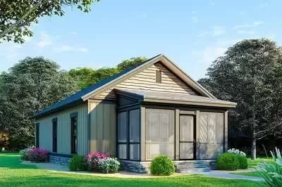 Rustic Retreat with Screened Entry Porch and Vaulted Interior