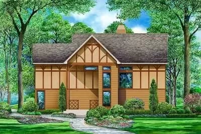 Family Home Plan with U-Shaped Kitchen