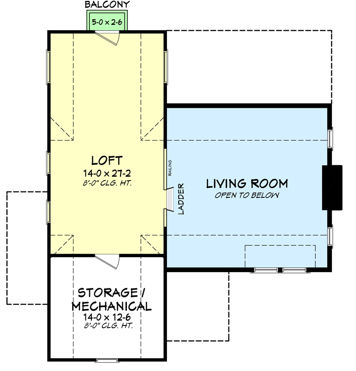 Plan 51786HZ: Cozy 1-Bedroom Cottage House Plan with Loft - Floor Plan - 2nd Floor - Cottage, Country, Vacation