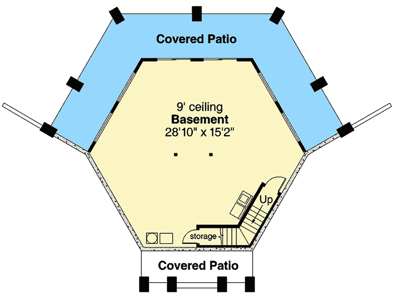 Plan 72914DA: 6-Sided House Plan with Basement Option - Floor Plan - Lower Level - Craftsman, Vacation