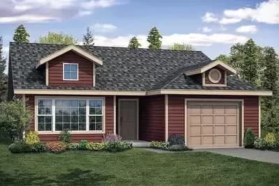 Small 2-Bed House Plan with Vaulted Living Area