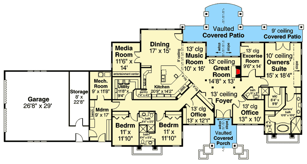 Plan 72917DA: One-Story House Plan with Vaulted Rear Covered Patio - Floor Plan - Main Level - Craftsman, Northwest, Ranch