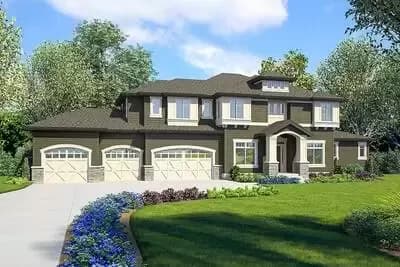 Luxurious 5-Bedroom Craftsman House Plan with Upper and Lower Master Suites