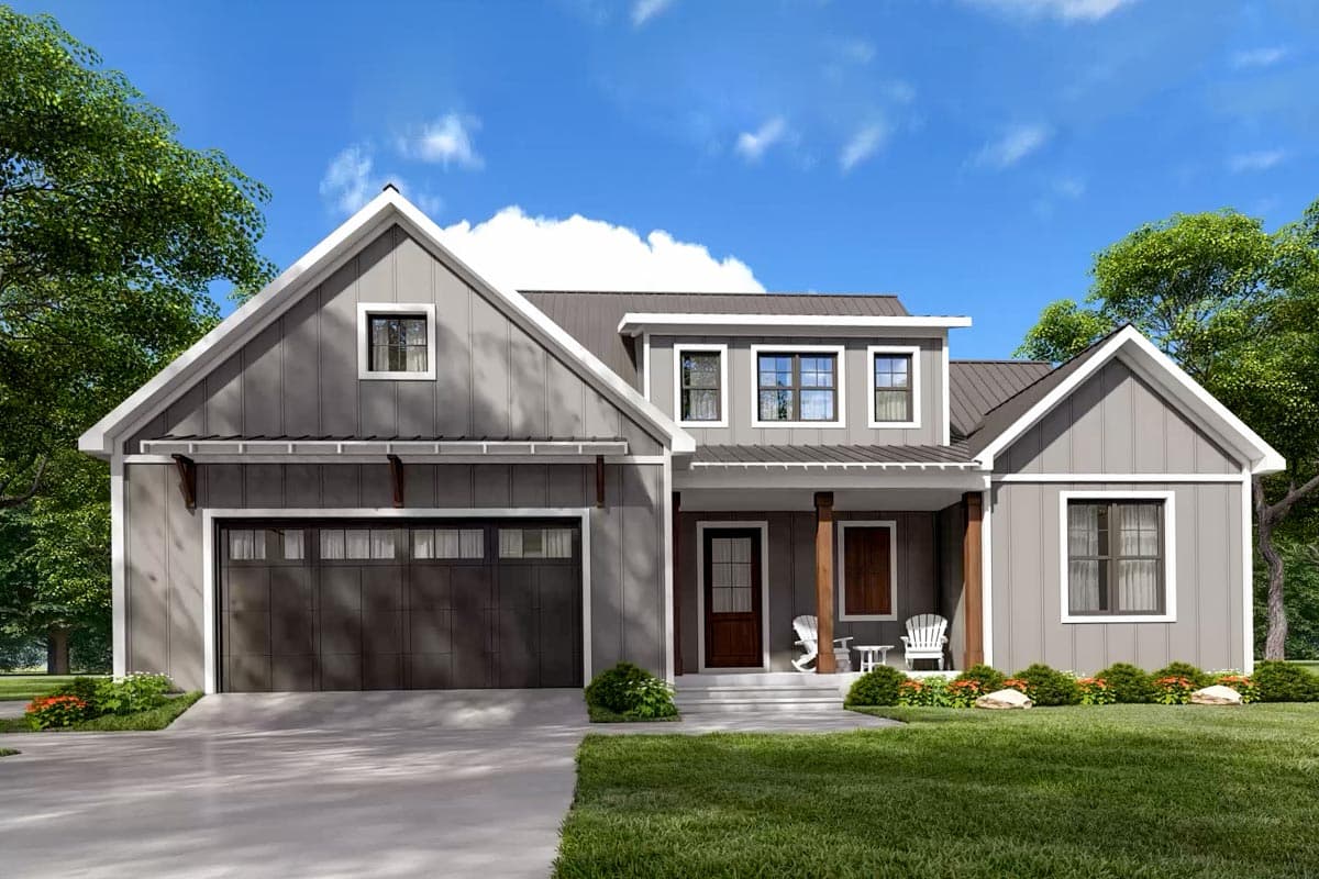 Plan 22532DR: Split-Bedroom Modern Farmhouse Plan with Main-Floor Master - Image #4 - Country, Farmhouse, Modern Farmhouse, New American