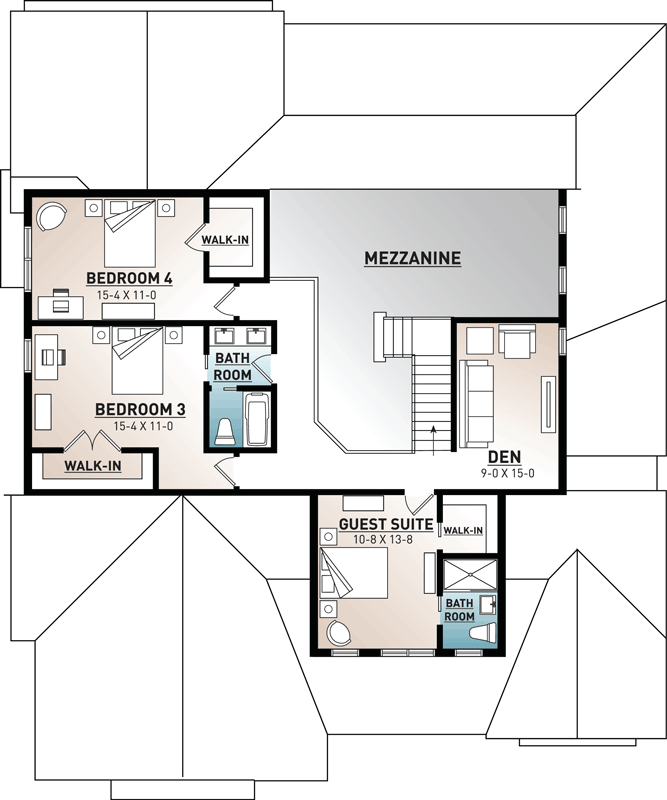 Plan 22532DR: Split-Bedroom Modern Farmhouse Plan with Main-Floor Master - Floor Plan - 2nd Floor - Country, Farmhouse, Modern Farmhouse, New American
