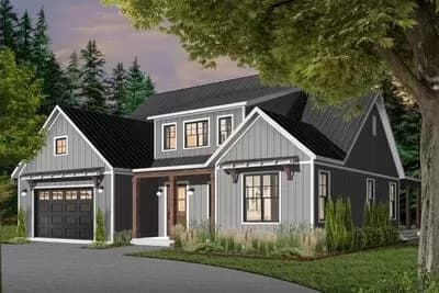 Split-Bedroom Modern Farmhouse Plan with Main-Floor Master