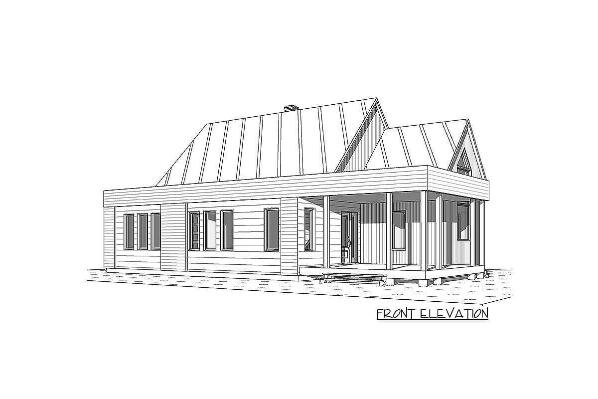 Plan 22530DR: Contemporary Scandinavian House Plan with 2 Bedrooms and Vaulted Great Room - Image #5 - Contemporary, Cottage, Mountain, Ranch, Scandinavian, Vacation