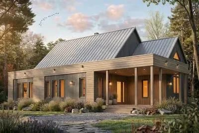 Contemporary Scandinavian House Plan with 2 Bedrooms and Vaulted Great Room