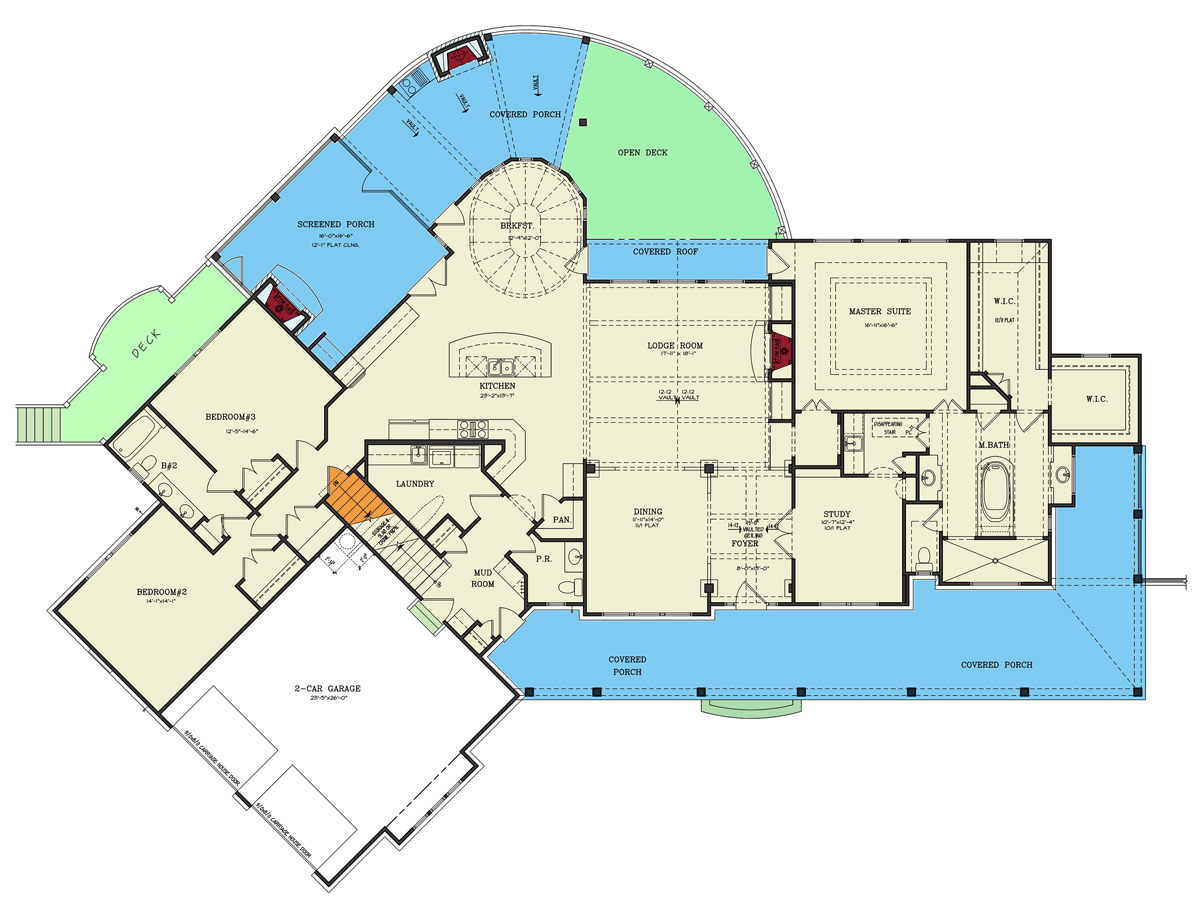 Plan 25651GE: Modern Three-Bed Farmhouse with Optional Guest Suite - 3171 Sq Ft - Floor Plan - Main Level - Basement/Walkout Stair Location - Country, Farmhouse, Modern Farmhouse, Southern, Traditional