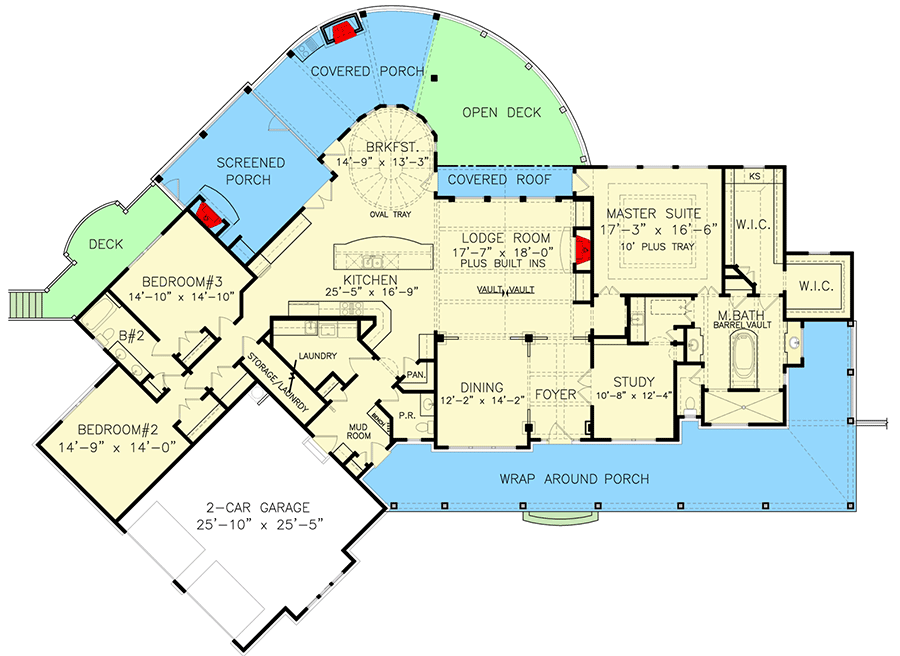 Plan 25651GE: Modern Three-Bed Farmhouse with Optional Guest Suite - 3171 Sq Ft - Floor Plan - Main Level - Country, Farmhouse, Modern Farmhouse, Southern, Traditional