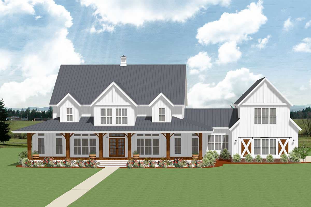 Plan 46354LA: 5-Bedroom Farmhouse Plan with Optional Garage Loft - Image #6 - Country, Farmhouse, Modern Farmhouse, Traditional