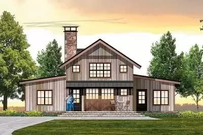 3-Bed Country House Plan with Detached Garage