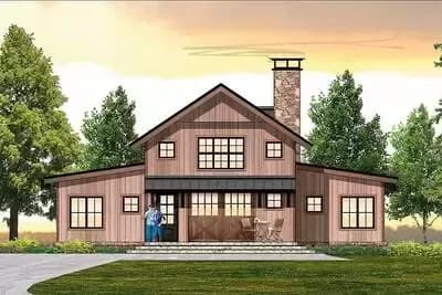 3-Bed Country Home Plan with Detached Garage and Loft