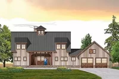 3-Bedroom Farmhouse Plan with Main-Floor Master