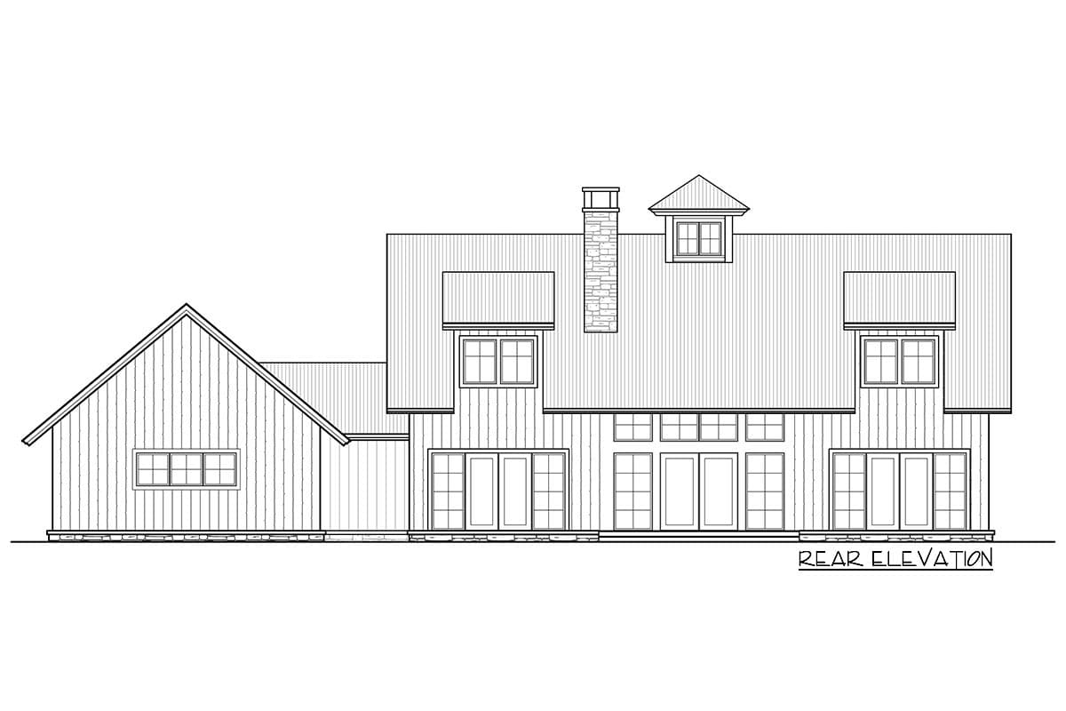 Plan 18879CK: Split-Bedrooom Farmhouse Plan with Terrace - Image #4 - Rustic