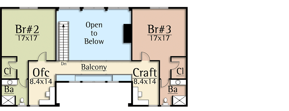 Plan 18880CK: Delightful 3-Bedroom Farmhouse Plan with Main-Floor Master - Floor Plan - 2nd Floor - Barndominium, Country, Farmhouse, Rustic, Southern