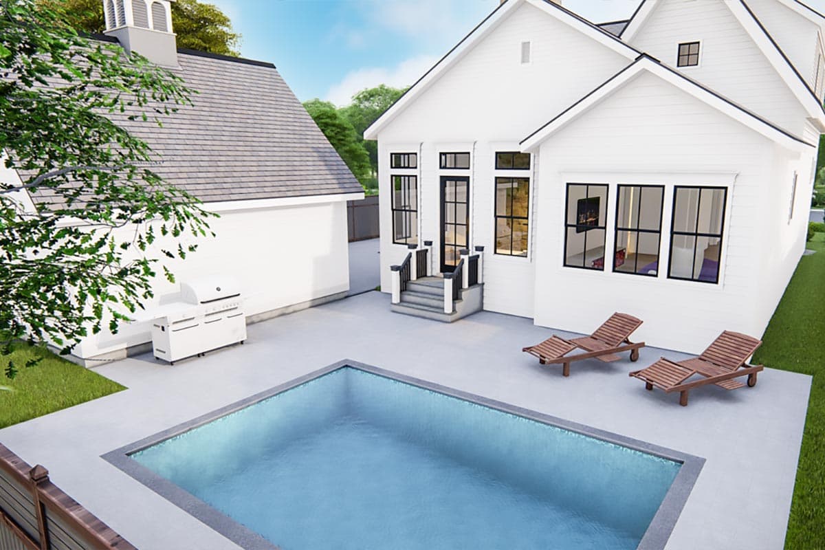 Plan 25408TF: 3-Bed Traditional Cottage with 2-Sided Fireplace and Detached 2-Car Garage - 2589 Sq Ft  - Image #8 - Bungalow, Cottage, Country, New American, Southern, Traditional