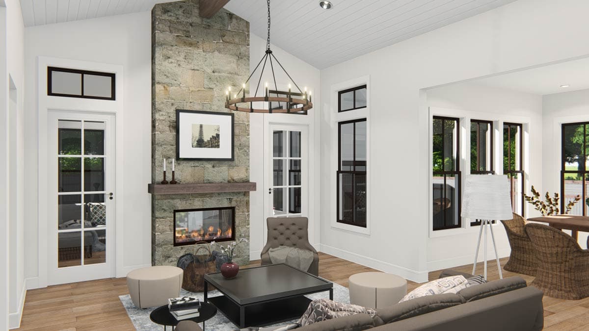 Plan 25408TF: 3-Bed Traditional Cottage with 2-Sided Fireplace and Detached 2-Car Garage - 2589 Sq Ft  - Image #9 - Bungalow, Cottage, Country, New American, Southern, Traditional