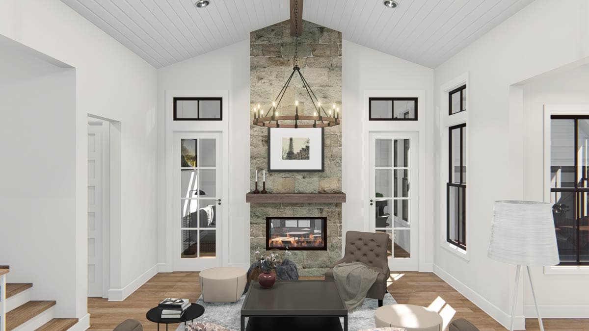 Plan 25408TF: 3-Bed Traditional Cottage with 2-Sided Fireplace and Detached 2-Car Garage - 2589 Sq Ft  - Image #10 - Bungalow, Cottage, Country, New American, Southern, Traditional