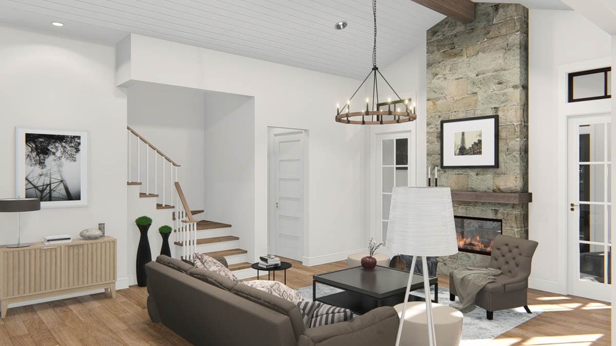 Plan 25408TF: 3-Bed Traditional Cottage with 2-Sided Fireplace and Detached 2-Car Garage - 2589 Sq Ft  - Image #11 - Bungalow, Cottage, Country, New American, Southern, Traditional