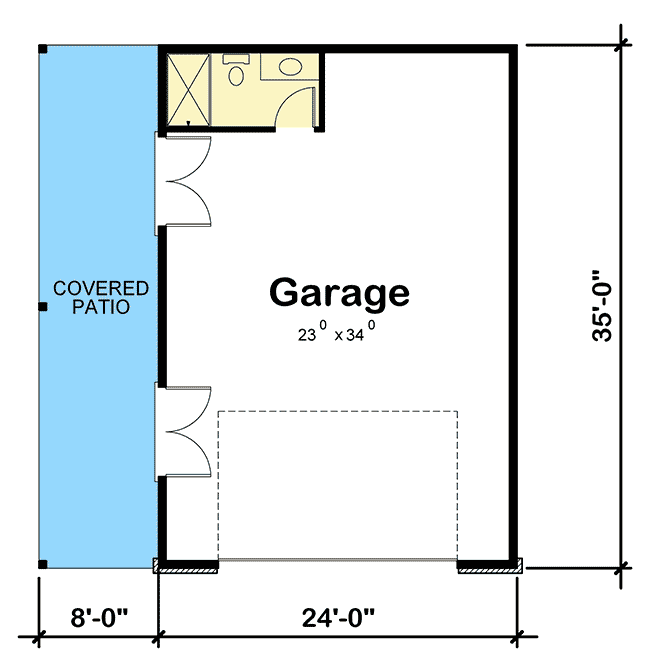 Plan 42558DB: Detached Garage Plan with Barn-Like Doors and Covered Patio  - Floor Plan - Main Level - Country, Rustic, Southern, Traditional
