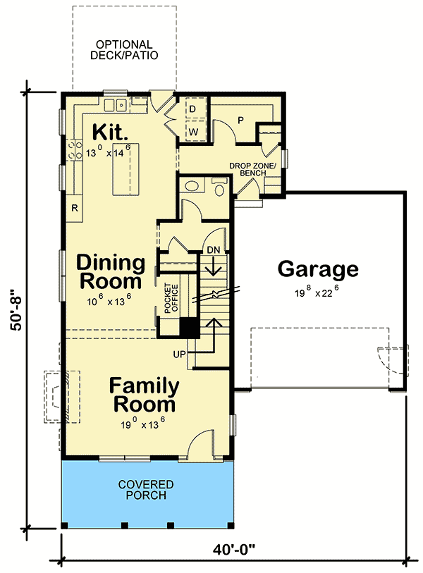 Plan 42560DB: 3-Bed House Plan with Stacked Porches in Front - Floor Plan - Main Level - Country, New Orleans, Southern, Traditional
