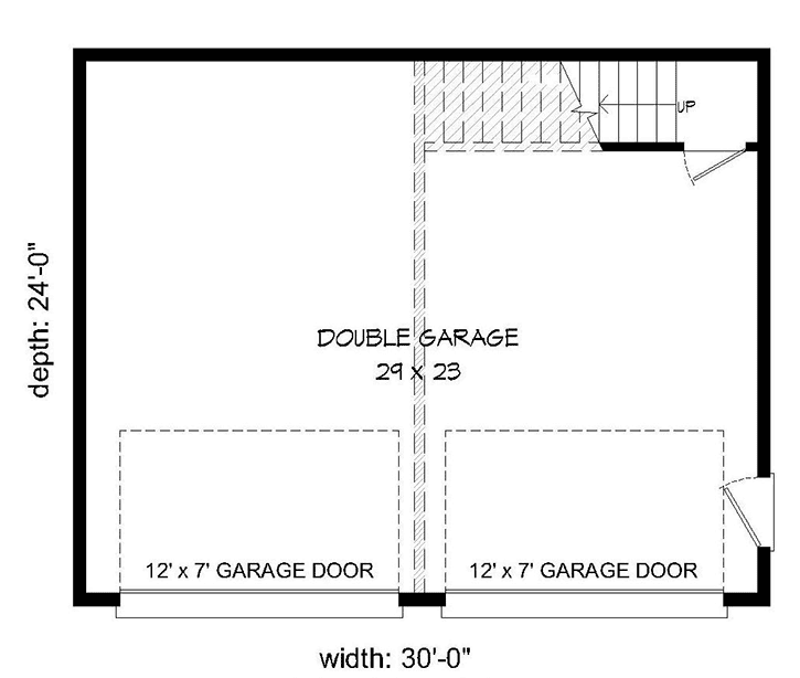 Plan 68554VR: Modern Garage Plan with Upstairs Loft Space - Floor Plan - Main Level - Mid Century Modern, Modern