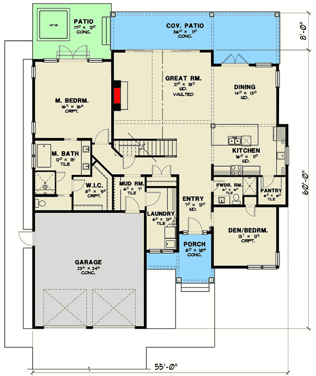 Plan 280020JWD: 4-Bed House Plan with Great Back Yard Views and Access - Floor Plan - Main Level - Country, Farmhouse, New American