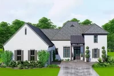 4-Bed French Country House Plan with Keeping Room